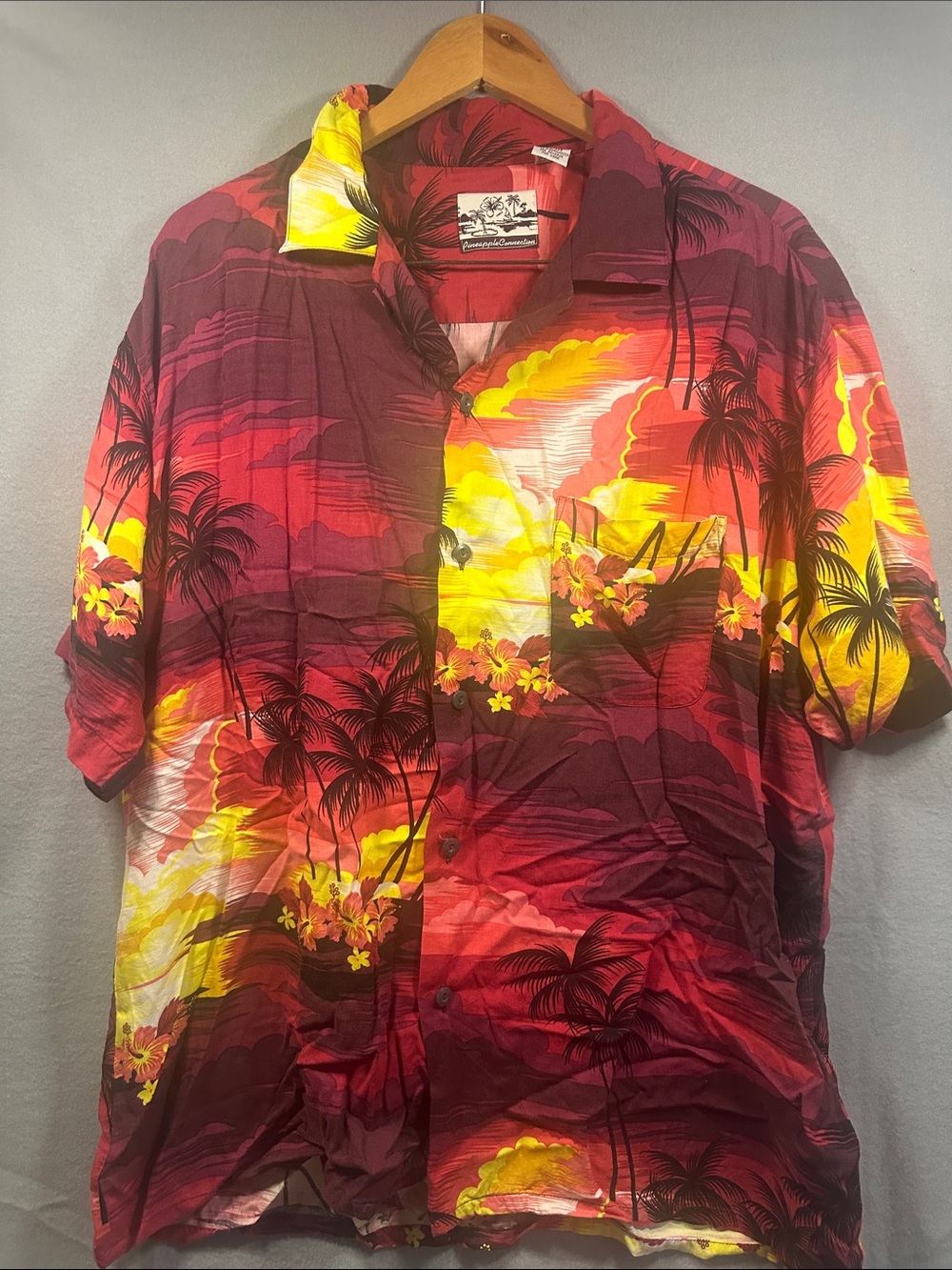 Men's Red & Yellow Tropical Camp Shirt by